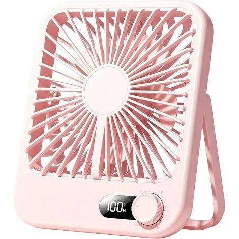 Ventilateur Bureau USB Rechargeable – 100 Vitesses LED Digital ,fin et léger– Appareil Fraîcheur Maison ,Voyage – Rose (1/4)