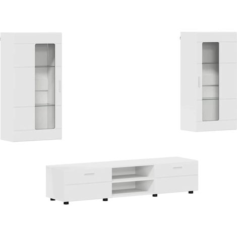 Ensemble meuble TV avec tiroir FLORIN Blanc Bois d'ingénierie (1/5)