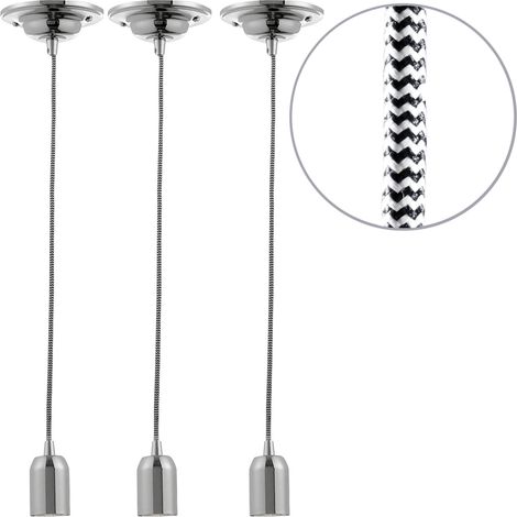 Litecraft Ceiling Pendant Braided Cable Kit E27 1 Light In Herringbone - 3 Pack (1/5)