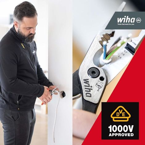 Pince 8 en 1 isolé multifonction électricien I Sertir, dénuder, couper, saisir, ébavurer, plier, visser, couper les vis (45705)