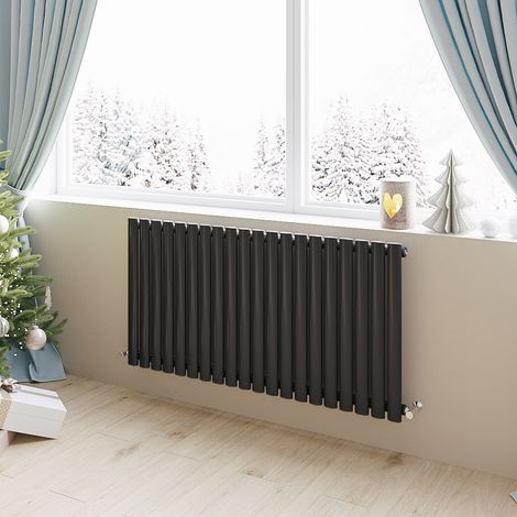 Acezanble Horizontal Oval Column Radiator Central Heating Rad 600x1180mm Single Black