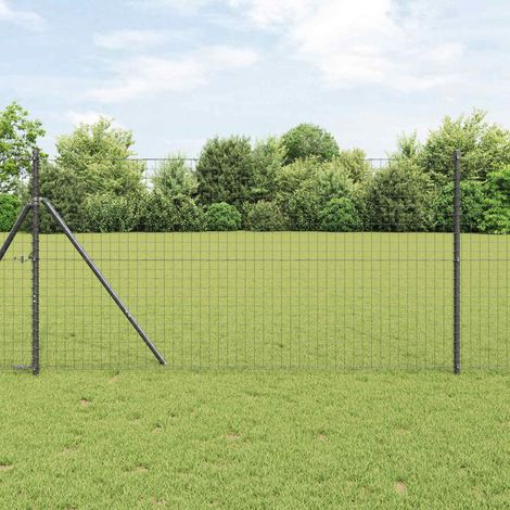 Zaunpfosten 2 pcs Grau Pulverbeschichteter Stahl