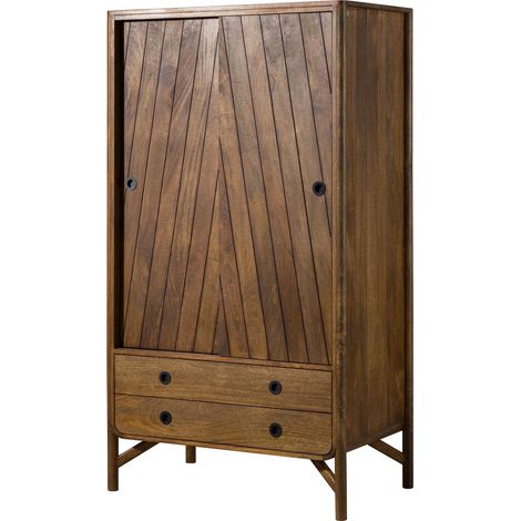 Kleiderschrank Mango braun / schwarz geölt 100x60x180 cm montiert LOS ANGELES 111 (1/4)