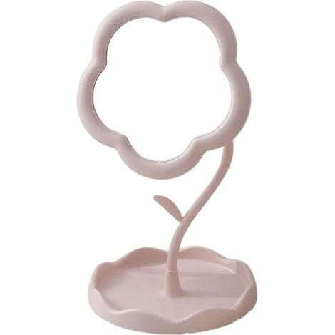 Espejo de maquillaje giratorio con estampado floral y soporte ajustable, espejo de tocador compacto para uso sobre mesa.