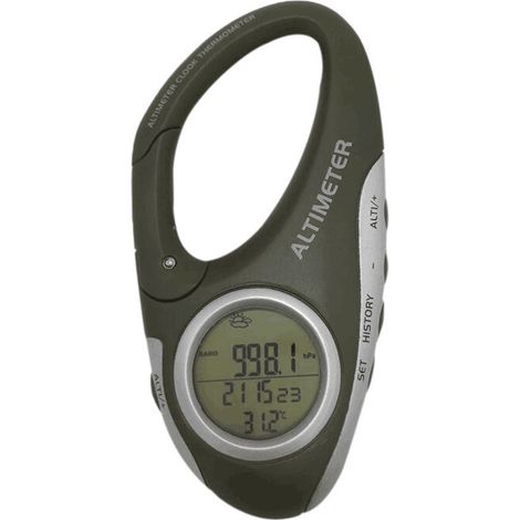 Altimetro elettronico con moschettone e altimetro, termometro tascabile per esterni, pesca, previsioni del tempo, gadget per esterni, 1 pz.