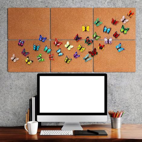 Rompecabezas de mariposas，Juego de 30，Alas de mariposa de 4×4 cm，Longitud del alfiler: 0,95 cm，Chinchetas decorativas，tableros de madera (1/4)