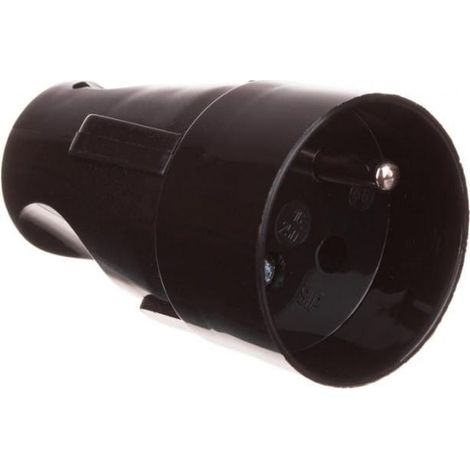Enchufe portátil de PVC con toma de tierra, negro 24527