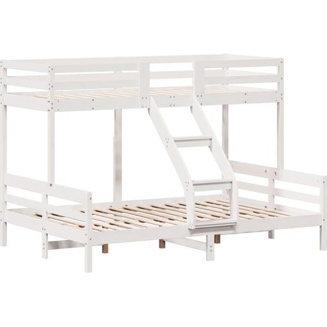 Litera de madera maciza de pino blanco 90x200/140x200 cm vidaXL (1/5)