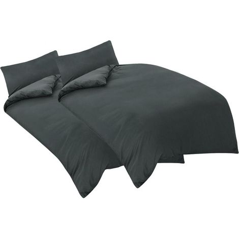 Bettwäsche-Set 135x200 cm 4-teilig Anthrazit Mikrofaser mit Reißverschluss (1/5)