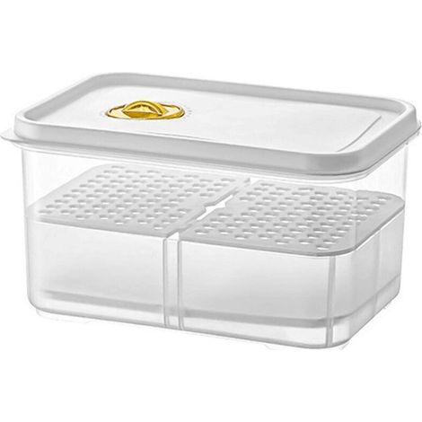 Compartiment de drainage pour réfrigérateur, bac à légumes et fruits transparent pour une conservation optimale, bac à légumes hermétique, organisation de cuisine (1/4)