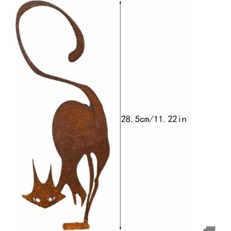 Silhouette Chat - Décoration Métallique Pour Clôture De Jardin - Extérieur Rustique - 1 Pièce (1/5)