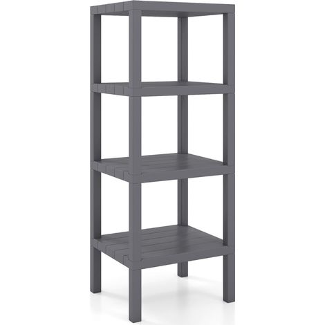 Scaffale portaoggetti in plastica a 4 ripiani, grigio, 38x32,5x99 cm