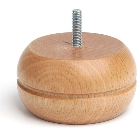 REI – Pied rond en bois hêtre transparent 50mm – Dimensions 92x92x50mm – Pour meubles et supports solides – Finition soignée
