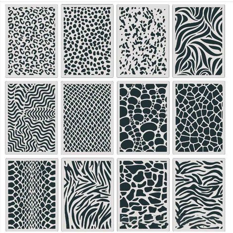 Pochoir Animal - Pochoir Reutilisable Motif Léopard et Serpent - Pour Peinture sur Bois, Tissu, Murs, Meubles - 12 Pièces (1/5)