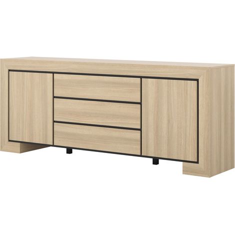 Buffet-Serie COPA – 2 Türen und 3 Schubladen – 225x90x48 cm – Elegante Eiche – Skandinavisches Design