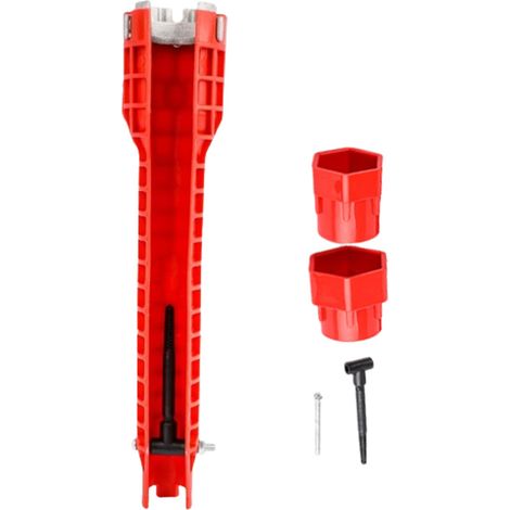 Clé à Douille de Robinet 8 En 1, Outil D'installation D'évier, Clé Robinet Lavabo, Pour éviers de Toilettes, Robinet de Salle de Bain, Plomberie de Cuisine(Rouge) (1/5)