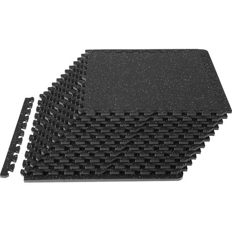 Tapis en Caoutchouc à Emboîtement 12 Pcs Protections Sol en Mousse 14 mm d'Épaisseur Tapis de Sol Emboîtables 4,5 m² Noir Gris Réduction du Son et du Bruit pour Protéger Vos Surfaces des Rayures (1/5)