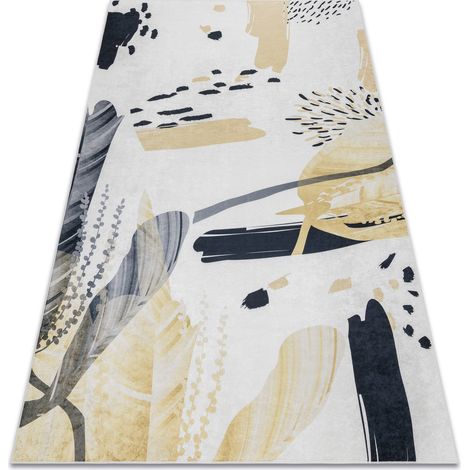 ANDRE 1097 Waschteppich Abstraktion Anti-Rutsch - weiß / gelb multicolour 160x220 cm