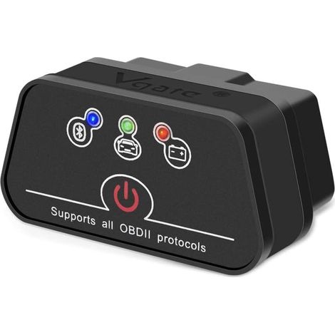 OBD Bluetooth, BLE4.0 OBD2 Adapter Outils de Diagnostic Lecteur de Code de Voiture pour iOS, Android et Windows (Noir) (1/5)
