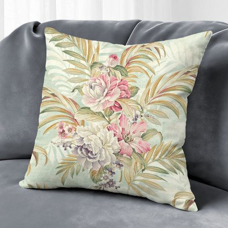 Housse de coussin fleurs papillon été, décoration salon,45×45cm (1/5)