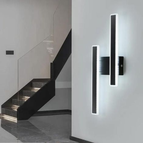 DELIPOP Applique Murale intérieur moderne LED 32W Noir - 3 températures de couleur réglables pour Chambre Salon Couloir escaliers (1/5)