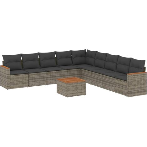 Maison Exclusive - 10-tlg. Garten-Sofagarnitur mit Kissen Grau Po (1/3)