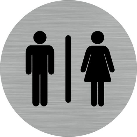 Pictogramme Homme/Femme (Q0178).- Plaque aluminium brossé - Diamètre 83 mm