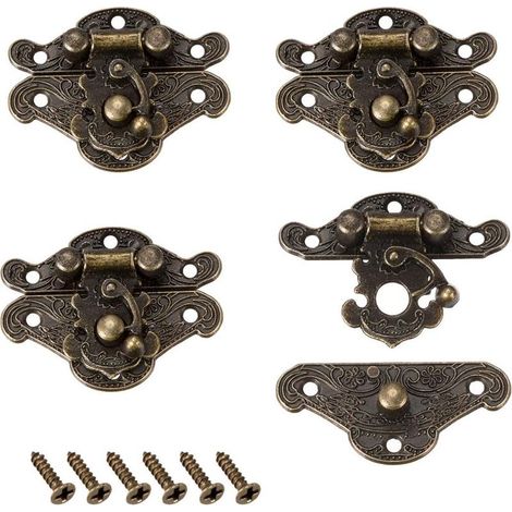 Set Holzkasten Rechteckig Verschluss Verriegelung Haspe Riegel 38 x 30mm DE de (1/3)