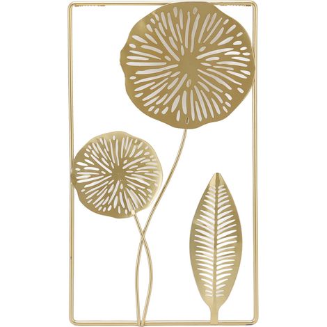 Décor mural en fer forgé doré avec motif fleuri pour salon ou bar