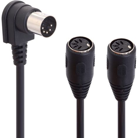 Adaptateur de câble MIDI 5 broches DIN en Y 90 degrés à angle droit mâle vers double 2 femelles, câble audio d'extension pour clavier MIDI, piano électrique (1/5)