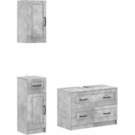 vidaXL Set di armadietti da bagno in 3 pezzi UTRECHT Grigio Cemento (1/5)