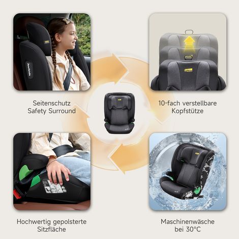 Siège auto i-Size R129 pour enfant de 3,5 à 12 ans (100-150 cm), dossier et appui-tête réglables, protection latérale renforcée (1/5)