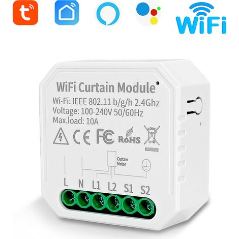 Interrupteur Volet Roulant Connecté WiFi 10A Module Rideau Électrique pour Moteur Filaire pour Contrôle Vocal avec (1/5)