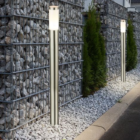 Ensemble élégant de 2 lampadaires en acier inoxydable base d'éclairage extérieur 1x E27 IP44 (1/5)