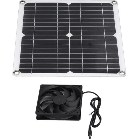 Ventilateur Solaire 12W avec Panneau pour Serres, Abris, Maisons d'Animaux et Chargeur USB (1/5)