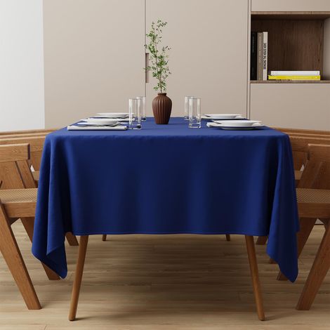 Nappe lavable bleue 85x85cm carrée en polyester, résistante aux rayures, protection anti-taches, nappe de table pour l'extérieur, jardin, salle à manger, fêtes et ménage (1/5)