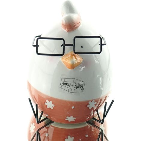 GASPER Oster-Deko Huhn HENRIETTE Weiß & Terracotta mit Brille 12,5 cm - Keramik (1/2)