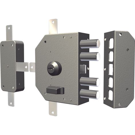 Serratura quintuplice da applicare con scrocco a pompa 3350 - Specifiche: mm 60 DX (3350C-02) (1/5)