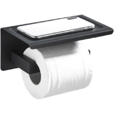 Toilet roll holder with shelf LOFT-GAME matt black - Black (1/4)