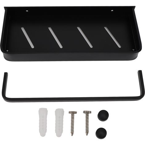 Étagère de salle de bain avec barre à serviette en aluminium, fixation murale sans perçage, modèle flottant pour cuisine et salle de bain, sans crochet (1/5)