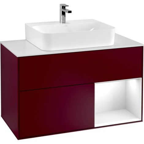 V&B Waschtischunterschrank Finion 100, Pl we m, Reg re glo wh. Lac, Peo m (1/2)