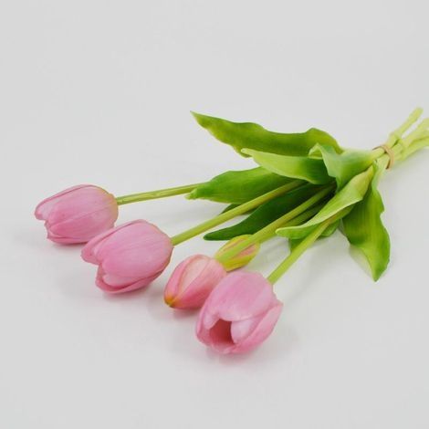 Tulipe artificielle- Effet réaliste - 40 cm - Bouquet - Fleurs artificielles- Décoration intérieure - Décoratif(violet clair)
