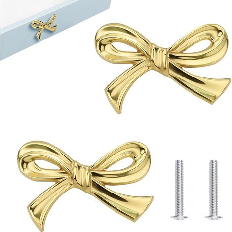 Set aus 2 bogenförmigen Knöpfen für Kommoden, Vintage-Metallgriffe für Schränke und Schubladen, Wohnaccessoires für Schlafzimmer, Kleiderschrank, Küche (gold) (1/5)