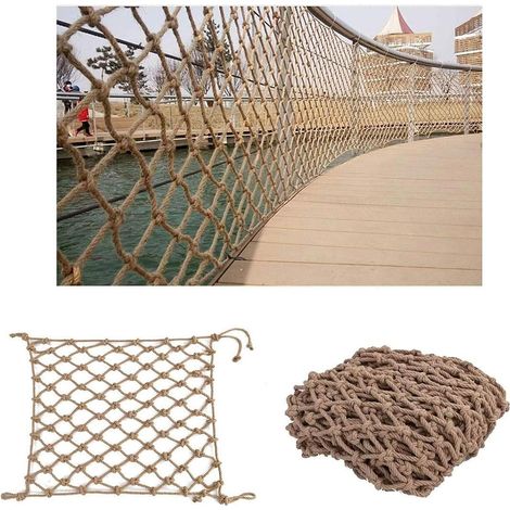 Filet de Sécurité pour Garde-Corps D'extérieur, Filet de Clôture en Corde de Chanvre Décoration Jardin Filet de Sécurité Balcon Escalier Enfants Cloison Chantier(Size:1 7m(3 22ft)) (1/5)