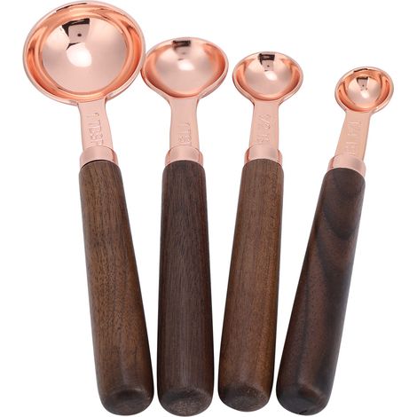 4-teiliges Messlöffel-Set aus roségoldenem Edelstahl für Küche und Backen (1/5)