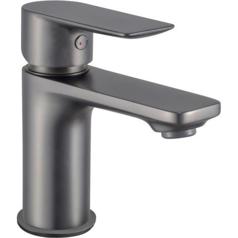 Mitigeur bas pour lavabo JEZIORO graphite mat avec vidage clic-clac coupelle assortie - THEWA JEZ15GM