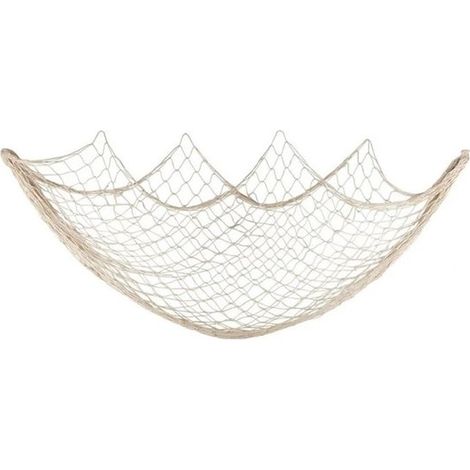 Filet de pêche beige décoratif - décoration intérieure - 100 x 200 cm - plage - mer - maritime (1/5)