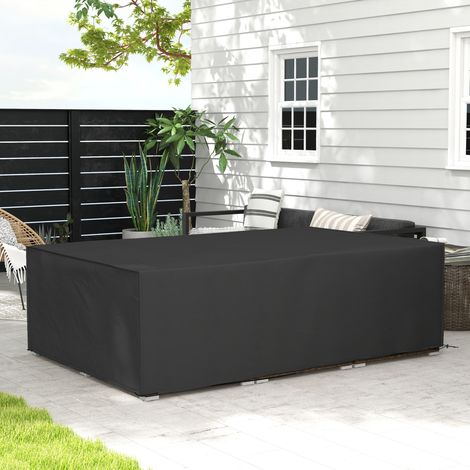 Housse salon de jardin bâche housse table de jardin tissu Oxford étanche anti-UV, noir, 222 x 155 x 67 centimètres