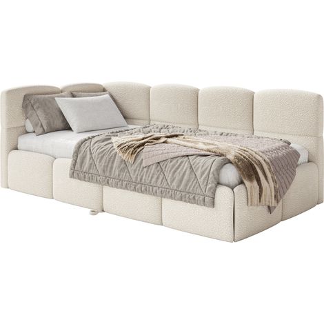 Selsey Cloudy - Polsterbett, Bouclé Hellbeige, 170x185 cm - links (1/5)