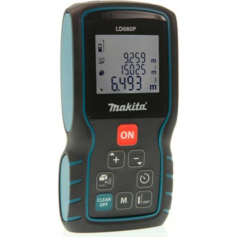 Makita – Télémètre laser compact 80m – Faisceau visible classe 2 – Protection IP54 contre poussière et projections d'eau – Pour intérieur et extérieur